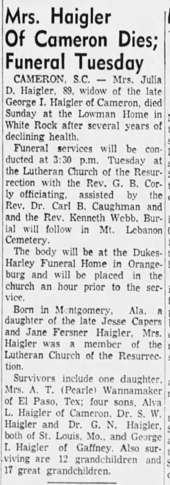 Dent - Julia The Times and Democrat - 19 Feb 1962, Page 10